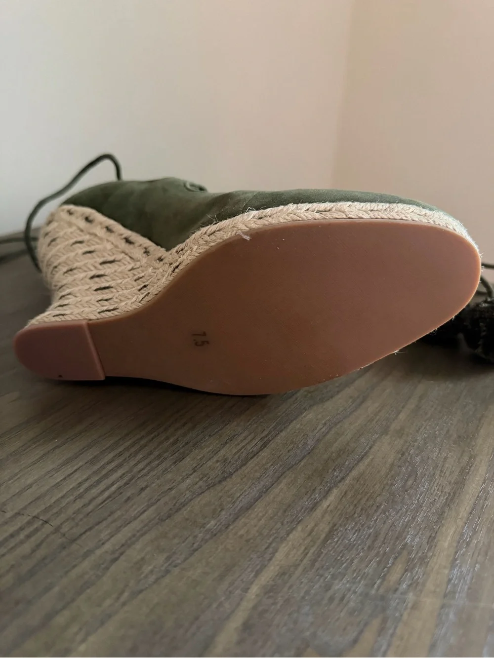 Tory Burch Olive Green Lace-Up Espadrille Wedge